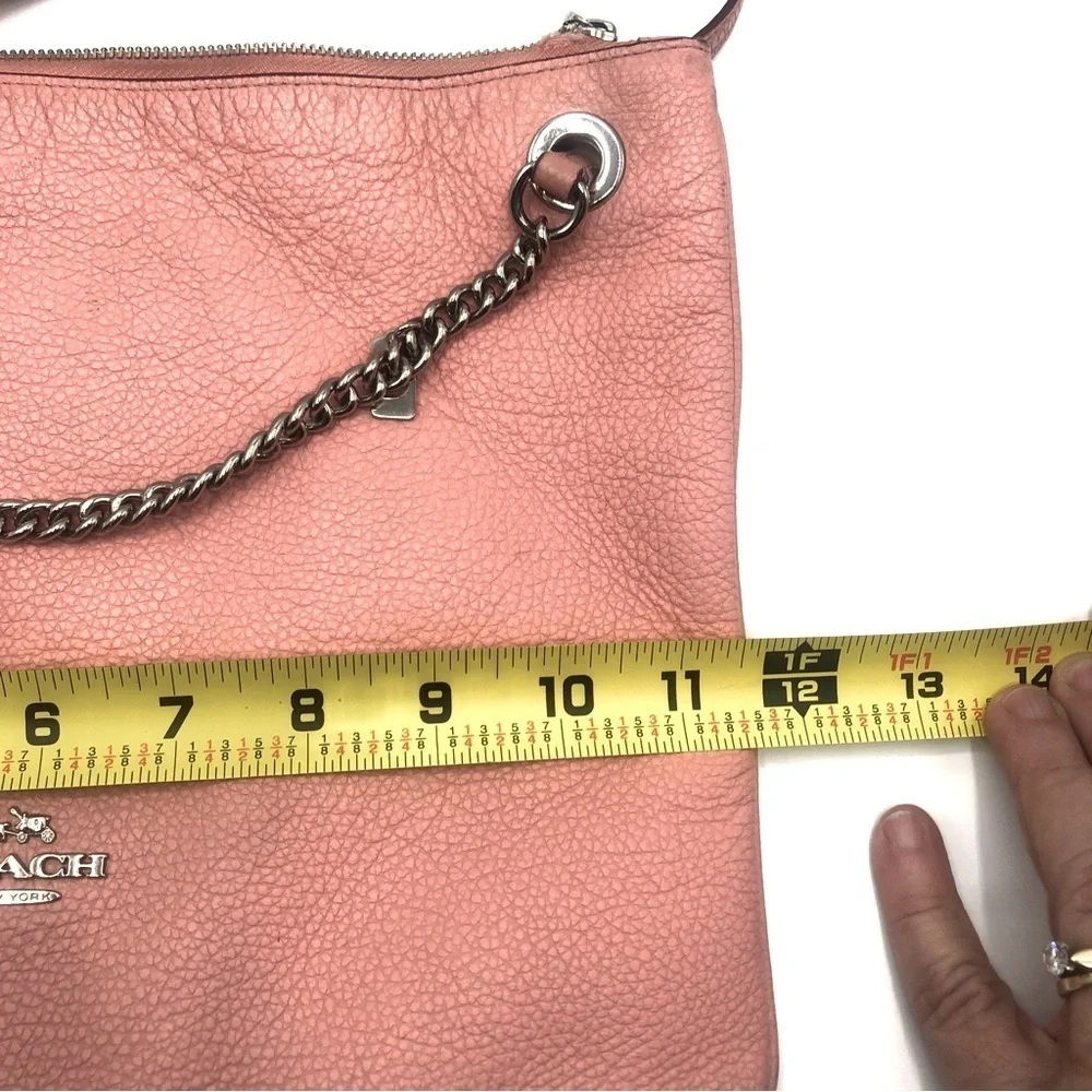 Coach Pebbled Convertible crossbody shoulder bag silver pink F52901